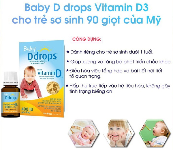 Baby Ddrops Vitamin D3 400 iu 90 Drops cho trẻ sơ sinh 8